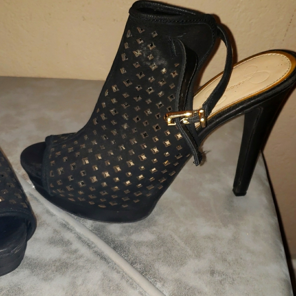 Used Jessica Simpson Black Peep Toe platforms